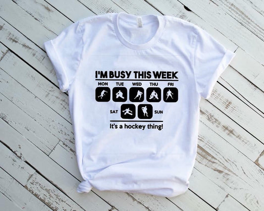 Busy Hockey Week- Unisex Crewneck Adult T-Shirt