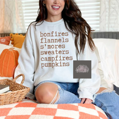 Bonfires, Flannels & S’more’s |  Crewneck Unisex Sweatshirt