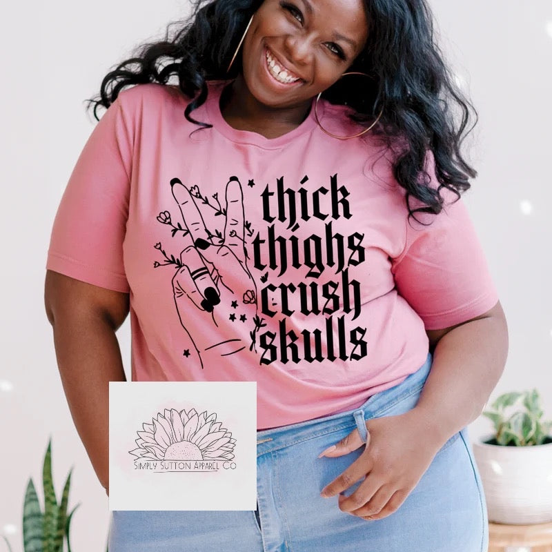 Thick Thighs Crush Skulls - Adult Unisex Crewneck T-shirt