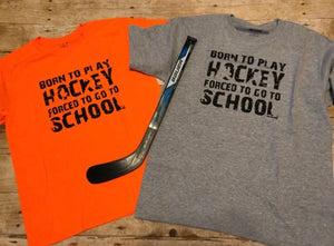 Born to Play Hockey Forced to go to School- Youth Unisex Crewneck T-shirt