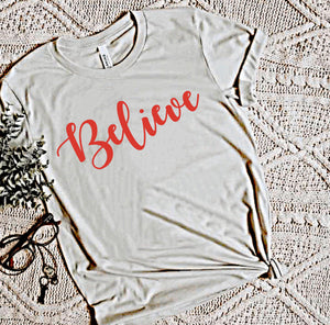 Believe script- Adult Unisex Crewneck T-Shirt