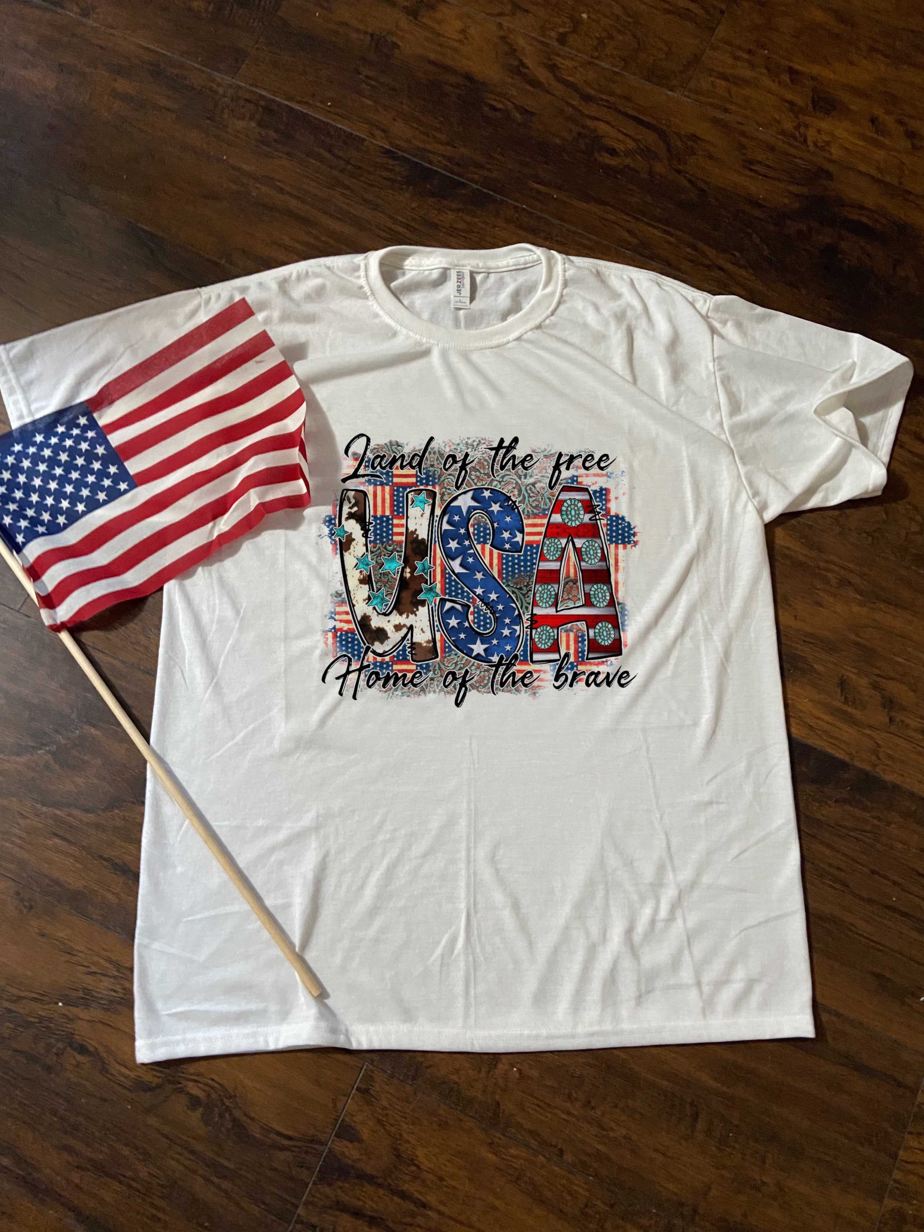 Land of the Free- USA -Adult Unisex Crewneck T-Shirt