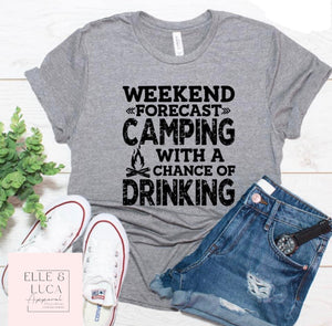 Weekend Forecast Camping/Drinking - Adult Crewneck Unisex T-Shirt