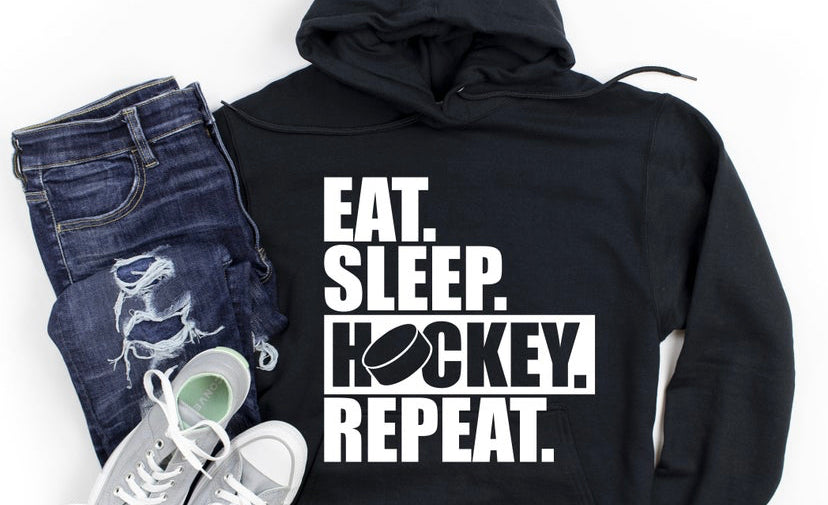 Eat Sleep Hockey Repeat- Adult Hoodie