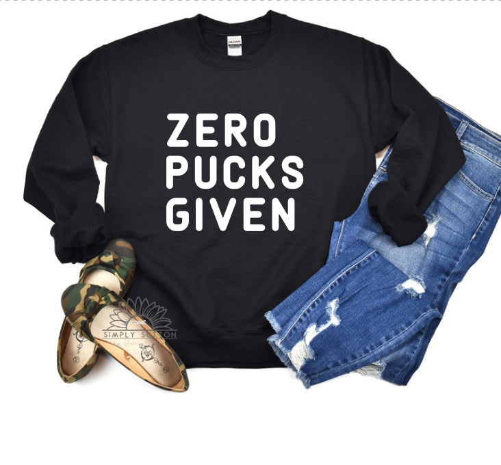 Zero Pucks Given- Adult Crewneck Sweatshirt