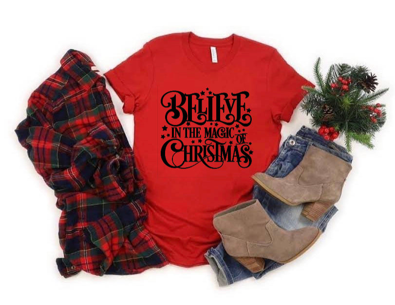 Believe in the magic of Christmas- Adult Unisex Crewneck T-Shirt